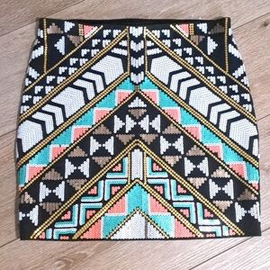 EXPRESS Sequin mini skirt. Egyptian print. Size SP